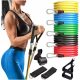  SET OF 5 FITNESS RESISTANCE BANDS FOR EXERCISES WITH HANDLES AND GRIPS