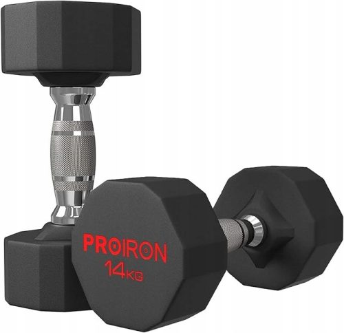  Coated/rubberized fixed dumbbells Proiron 1x 14 kg