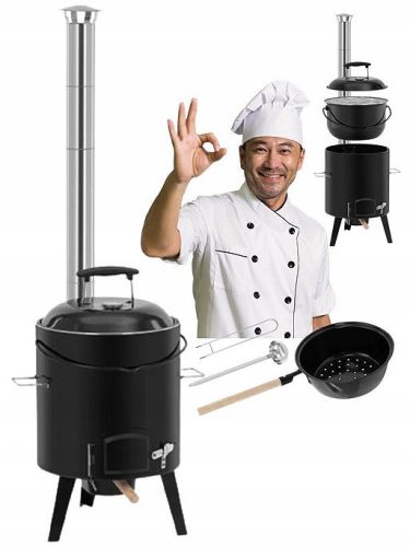  Field Kitchen Enameled Cauldron with Fireplace Grill 14l for Garden