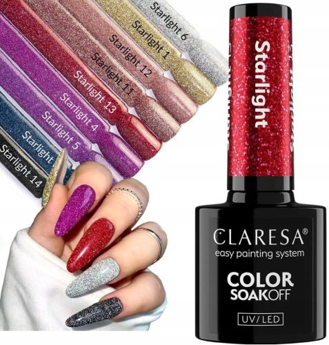  CLARESA STARLIGHT HYBRID NAIL POLISH SET COLLECTION FLASH EFFECT 9 pcs.