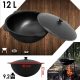  Uzbek cast iron cauldron with a capacity of 12 l with a round bottom cover