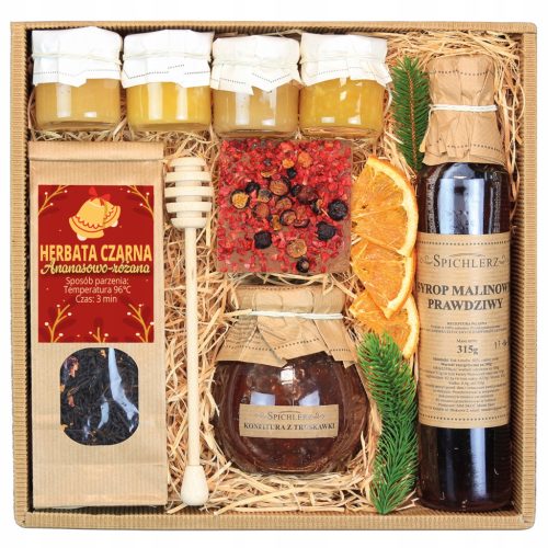  Gift Set CHRISTMAS Basket Honey Tea Natural Syrup