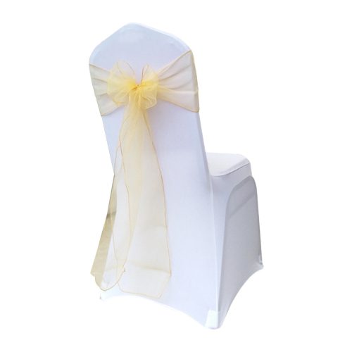  10 PCS RIBBONS CHAIR WITH BOW WEDDING DECORATION BANQUET (GOLD)