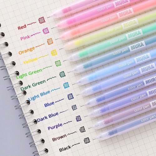  9/12 PCS Colored gel pens set Kawaii blue 0.5