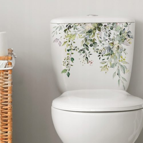  Green Plant Leaves Wall Sticker Bathroom Toil