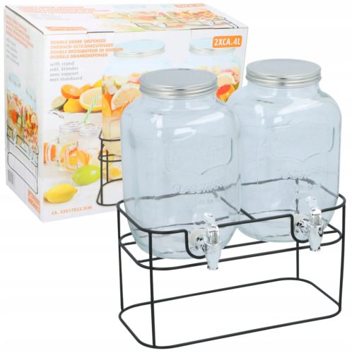  Double glass jar with tap for water lemonade CUISINE ELEGANCE 2x4L