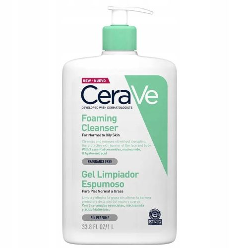 CeraVe Foaming Cleanser for Normal to Oily Skin, 1000ml