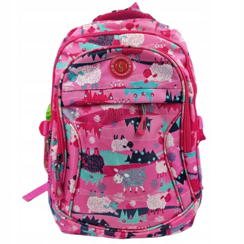 Multi-Compartment Sheep-Themed School Backpack for Girls, Fits 16'' Laptop