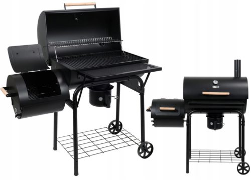  LUND CHARCOAL GRILL WITH SMOKER XXL GRID 64x37CM SMOKING CHAMBER GRID WHEELS