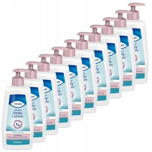 TENA ProSkin Body Lotion for Normal to Dry Skin - Easy Pump Dispenser, 500ml Pack of 10