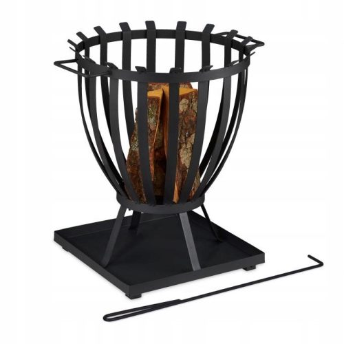  Garden fire pit 49 cm black metal Relaxdays