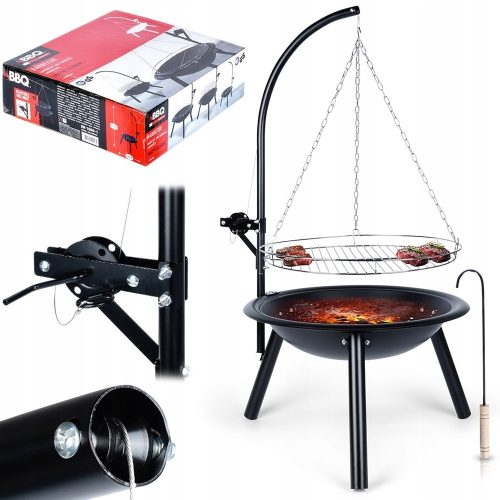  Large metal garden FIREPLACE for a campfire with a hanging grill