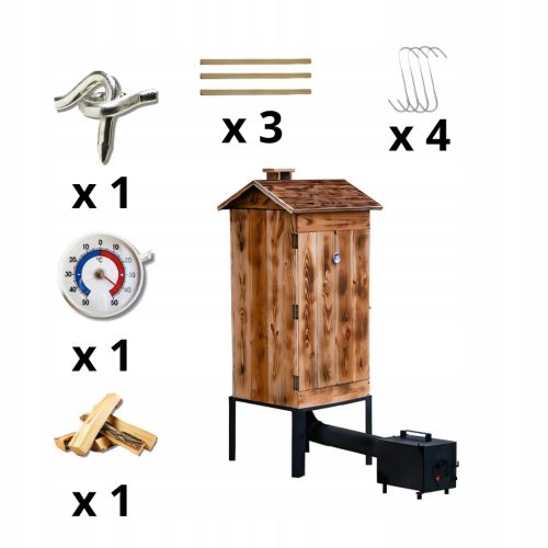  Wooden garden smokehouse large fireplace smoker with fireplace SET
