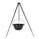  HUNGARIAN ENAMELED BLACK TRIPOD GOULASH KETTLE 11L