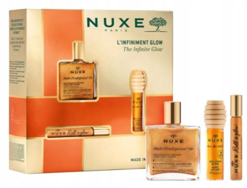 Nuxe Glow Huile Prodigieuse Or Gift Set: Roll-On, Lip Oil & Dry Oil with Gold Particles