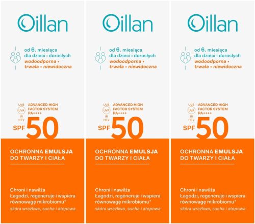 5x Oillan Sunscreen Emulsion SPF 50 for Sensitive Skin, 100ml, Suitable from 6 Months