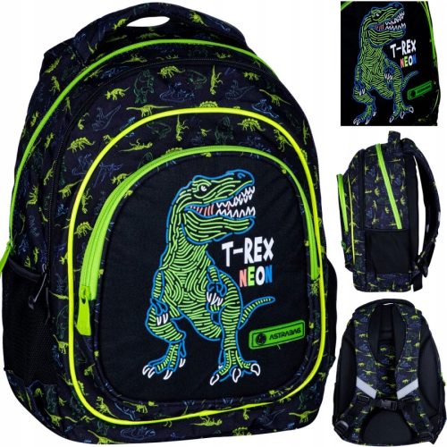Durable T-Rex Neon Themed School Backpack for Kids AB330 by AstraBag