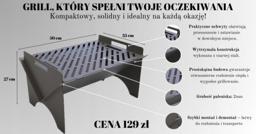  FOLDABLE GRILL LIGHTWEIGHT QUICK ASSEMBLY