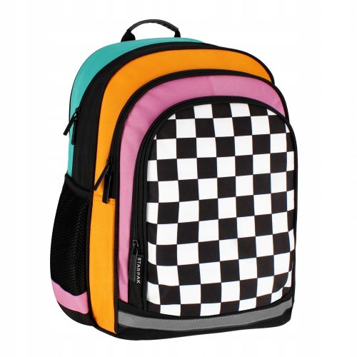 STARPAK Checkered D School Backpack with Reflective Straps