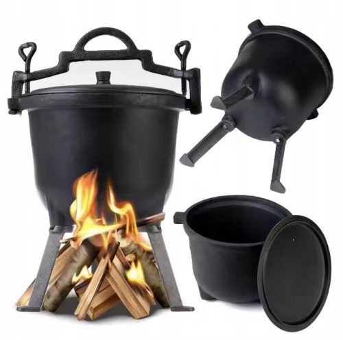  CAST IRON POT HUNGARIAN HUNGARY HUNTING POT CAMPFIRE ROASTS GRILL 15 L