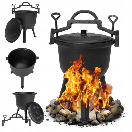  CAST IRON POT 5L HUNGARIAN HUNTING POT ROASTED PIECES FOR GRILL CAMPFIRE