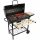  Large, lockable garden charcoal grill on wheels with shelves and a fire pit