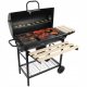  Large, lockable garden charcoal grill on wheels with shelves and a fire pit