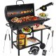  GARDEN CHARCOAL GRILL ON WHEELS, SHELVES, BBQ BRIQUETTE GRILL, GRILL&CHILL