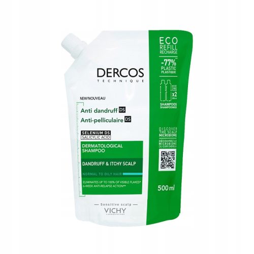 VICHY DERCOS REFILL Anti-Dandruff Shampoo for Normal to Oily Hair 500 ml