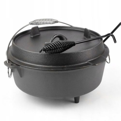  CAST IRON HANGING POT 8L HUNGARIAN HUNTING POT CAMPFIRE GRILL LEGS