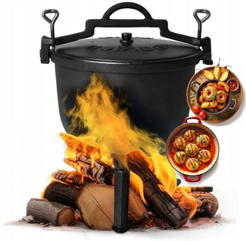  Cast iron standing cauldron 15L hunting pot campfire grill MultiGarden
