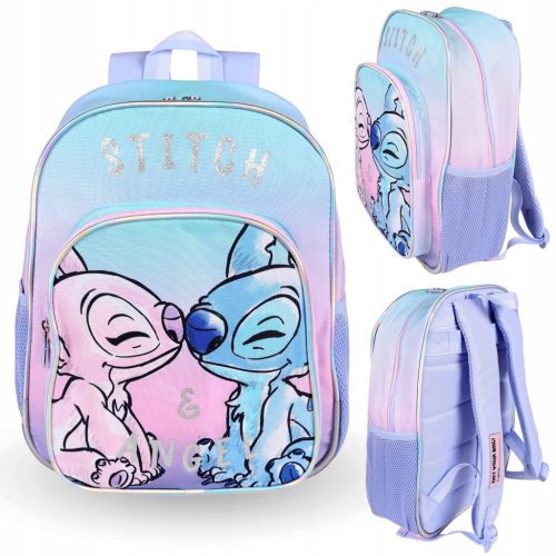 Disney Stitch & Angel Blue School Backpack for Girls 38x31x12cm