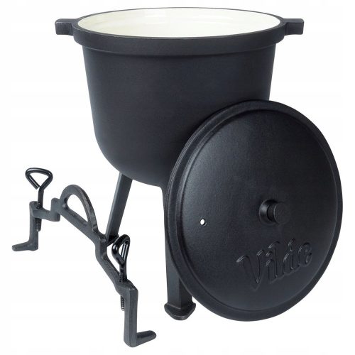  CAST IRON enameled cauldron VILDE 8L hunting pot roasts grill