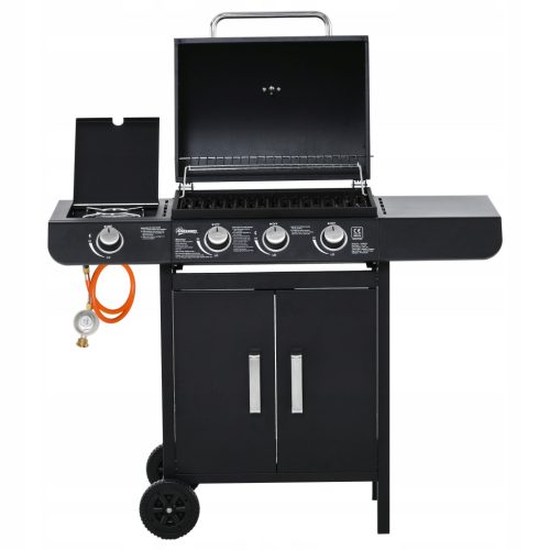  Gas grill with 4 burners metal thermometer 110x50x100cm side burner