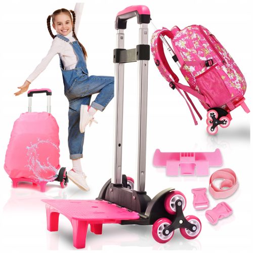 Lightweight Aluminum Backpack Trolley with 6 Rolling Wheels for Spine Protection