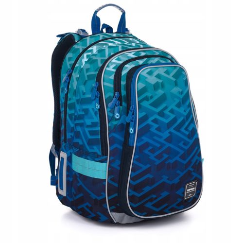 Topgal LYNN 25017 Multi-Compartment School Backpack - Blue Abstract Design