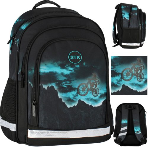 Starpak Youth Bike-Themed Durable School Backpack with Reflective Strips