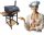 DEKRAFT CHARCOAL GRILL BARREL WITH CAST IRON GRATE, WOOD, CHIMNEY