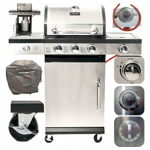  GAS GRILL 3+1 BURNERS CAST IRON GRID 9.3 kW COVER BLAUPUNKT GG301