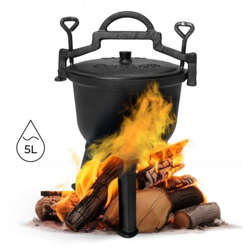  Cast iron standing cauldron 5L hunting pot campfire grill MultiGarden