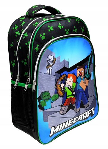 Large Minecraft School Backpack with Three Compartments