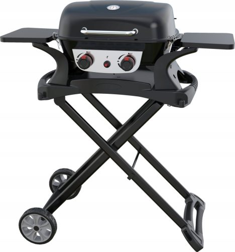 YATO PORTABLE GAS GARDEN GRILL 2 BURNERS 5KW BLACK + FOLDABLE TROLLEY