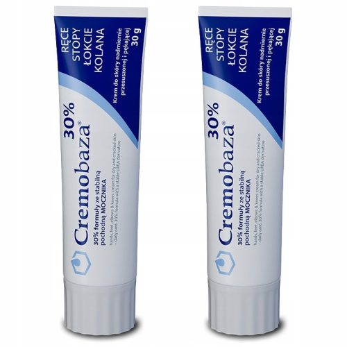 Dual Pack of Cremobaza 30% Urea Cream for Dry, Cracked Feet and Hands - 30g Each