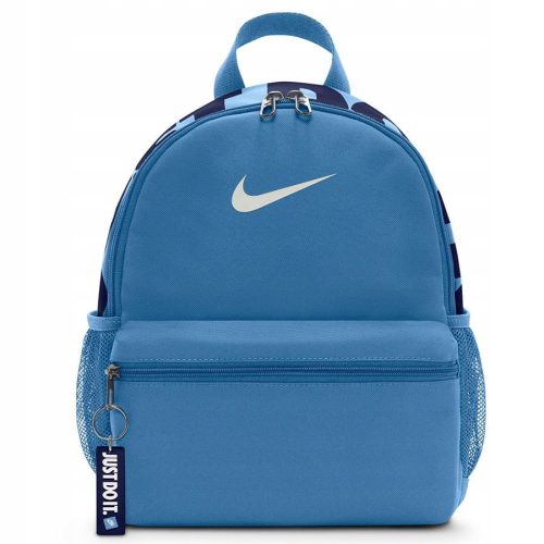 Compact Blue Nike Kids Backpack with Mesh Pockets and Motivational Tag
