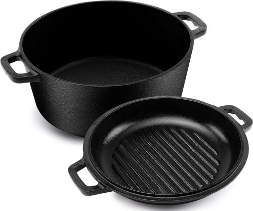  ENAMELED CAST IRON POT FOR FIRE INDUCTION GAS LID 5L LARGE GRILL XL