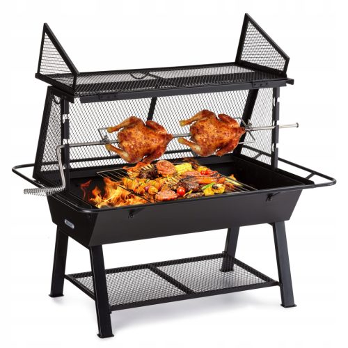  Milos Alto charcoal grill with rotisserie, wood shelf