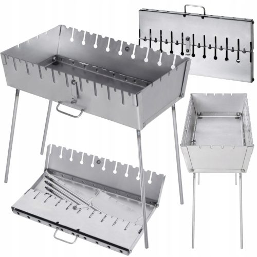  MANGAL 2 MM SUITCASE PORTABLE GRILL 10 SKEWERS CHAMPAGNE LONGEST LEGS