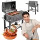  Garden charcoal grill with lid and side table 56x42 cm Solid Steel