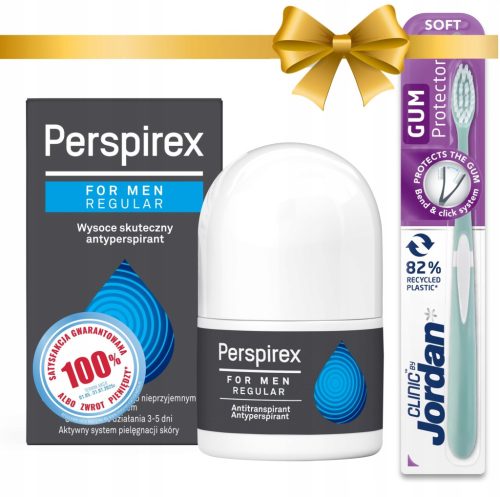 Perspirex Men Regular 20ml with Free Jordan Toothbrush - Long-Lasting Antiperspirant