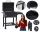  3in1 PREMIUM CHARCOAL GRILL ASH PAN OPENER CAST IRON GRATE SHELF WHEELS XXL